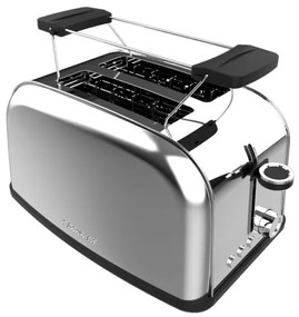 Torradeira vertical Toastin' time 850 Inox Steel com dupla ranhura curta e suporte para pão