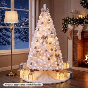 Árvore de Natal, 90 x 90 x 150 cm, Efeito Nevado com Luzes LED, Branco