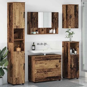 vidaXL Conjunto de Móveis para Banheiro com porta 5 pcs Madeira antiga