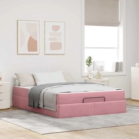 vidaXL Estrutura da Cama Outros Rosa 160 x 200 cm Veludo