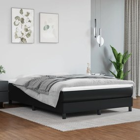 3120700 vidaXL Estrutura de cama com molas 140x200 cm couro artificial preto