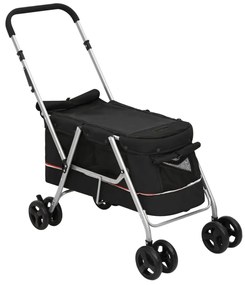 Carrinho dobrável para cães 100x49x96 cm tecido linho preto
