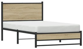 Estrutura de cama sem colchão 107x203 cm metal carvalho sonoma