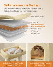 Arranhador para gatos com plataformas 50 x 50 x 160 cm bege-areia