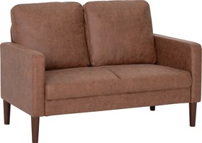 HOMCOM Sofá de 2 Lugares Estofado em Microfibra Sofá Moderno com Pés de Madeira Apoio de Braços 130x78x85 cm Castanho | Aosom Portugal