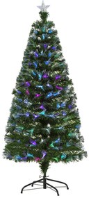 HOMCOM Árvore de Natal Artificial150cm com 180 Ramos Luzes LED de Múltiplas Cores e Estrela Decorativa Ø74x150 cm Verde | Aosom Portugal