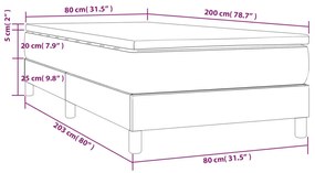 Cama com molas/colchão 80x200 cm veludo cinza-claro