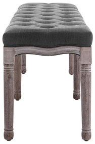 Banco em linho e madeira maciça 150x40x48 cm cinzento-escuro