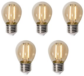 Conjunto de 5 E27 dimbare LED lamp P45 goud 3W 250 lm 2200K