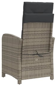 Cadeiras jardim reclináveis 2 pcs c/ apoio de pés vime PE cinza