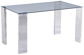 Mesa Jantar BETSY, aço inoxidável, vidro temperado, 160x90 cms