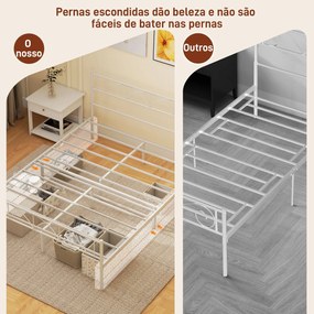 Cama de Casal 135x190 cm Estrutura de Ripas com Cabeceira de Ripas de