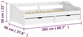 Sofá-cama com 2 gavetas 90x200 cm madeira de pinho maciça IRUN