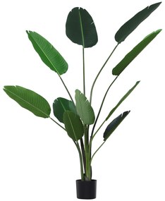 Outsunny Planta Artificial de Decoração Planta Palmeira Artificial com Vaso 10 Folhas para Exterior e Interior Ø18x180cm Verde