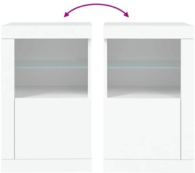 Móveis de apoio c/ luzes LED 2 pcs derivados de madeira branco