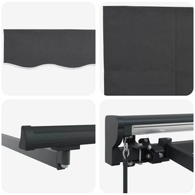 Toldo Retrátil Manual Antracite 400x300 cm Alumínio e Poliéster