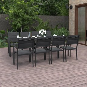 vidaXL 9 pcs conjunto de jantar para exterior aço