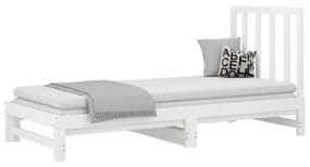 Estrutura sofá-cama de puxar 2x(90x190) cm pinho maciço branco