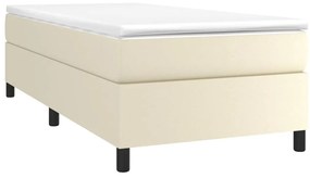 Estrutura de cama 90x190 cm couro artificial cor creme