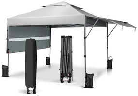 Tenda dobrável 3x3m instantânea para exterior com duas metades de toldo  ajustável em altura para campismo, feiras Branco