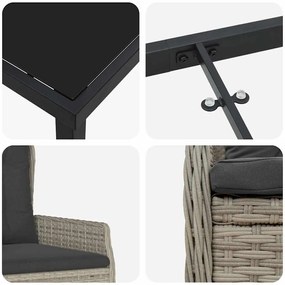 Conjunto de Jantar para o Jardim com 5 Peças Cinza Claro em Rattan Sin