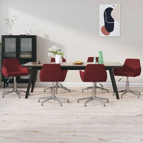 vidaXL Cadeiras de jantar giratórias 6 pcs veludo vermelho tinto