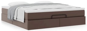 Estrutura de cama otomana com colchão 180x200 cm castanha
