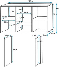 Aparador Lukis com Luzes LED de 120cm - Preto Brilhante - Design Moder