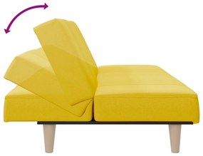 Sofá-cama tecido amarelo-claro