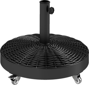 Outsunny Base Chapéu de Sol Redonda Suporte com Rodas Peso 25 kg Jardim Terraço Resistente Ø52x42 cm Preto | Aosom Portugal