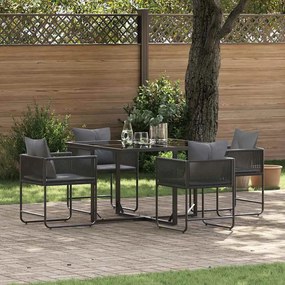 Conjunto de Jantar para Jardim de 6 Peças com Almofadas em Aço e Ratta