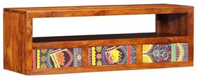 Armário de TV para parede 90x30x30 cm madeira acácia maciça