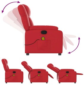 Poltrona de massagens reclinável couro artificial vermelho