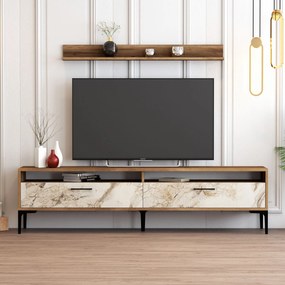 Móvel de TV Istanbul – Nogueira e Branco – 180 cm x 47 cm x 35 cm