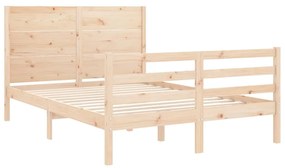 Estrutura de cama com cabeceira 140x190 cm madeira maciça