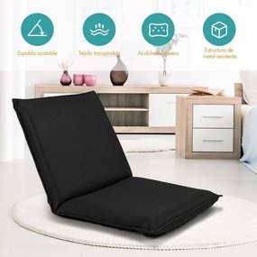 Poltrona reclinável com apoio para as costas almofadado e ajustável Ideal para ler meditar 98 x 47 x 7,5 cm Preto