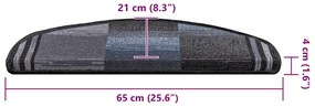 Tapetes de escadas adesivos 5 pcs 65x21x4 cm preto e cinzento