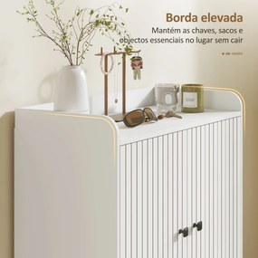 Sapateira de 2 Portas em Ripas Sapateira para Entrada com Prateleiras Ajustáveis Compartimento Aberto para 15 Pares de Sapatos 75x35x97 cm Branco