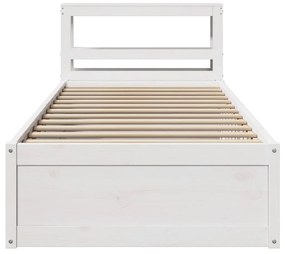 Estrutura de cama com cabeceira 90x190 cm pinho maciço branco