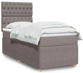 Cama com molas/colchão 90x200 cm tecido castanho-acinzentado