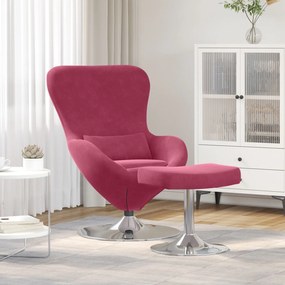 Poltrona Egg vidaXL com Puff Veludo Vermelho