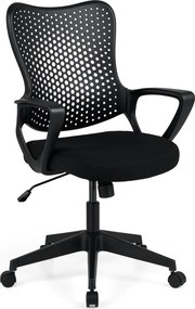 Cadeira de escritório ergonómica com braços, almofada acolchoada e encosto respirável, modelo «Mariposa», para estudar e trabalhar, na cor preta