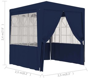 Tenda festas com paredes laterais 2,5x2,5m 90g/m² azul