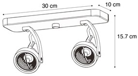 Foco de teto de design branco GU10 70mm 2-luzes ajustável - Vo Design