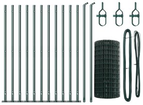 Cerca Euro com 13 Postes Flangeados 0.4x25 m Aço Galvanizado