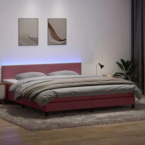 vidaXL Cama box spring c/ colchão e LED 180x210 cm veludo Rosa