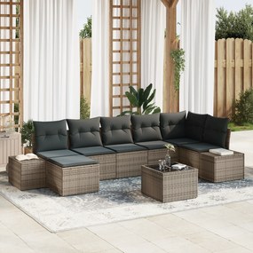 Conjunto de Sofá de 7 Peças com Almofadas Rattan Poliéster Preto