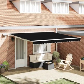 vidaXL Toldo Retrátil Manual Preto 400 × 300 cm Tecido e Aço