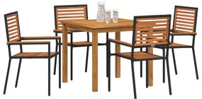 Conjunto de Jantar para Jardim vidaXL 5 Peças Preto Polyrattan Acácia