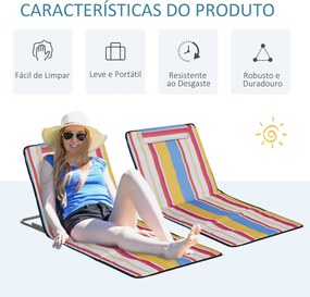 Conjunto de 2 Esteiras de Praia Dobráveis 124x53x50cm com Encosto Ajus
